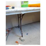 8 Foot Folding Banquet Table White Top Brown Metal Legs See Photos