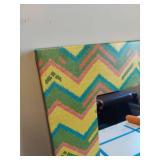 Hand Painted Chevron Wall Mirror Square 24x24 Colorful Frame Decor