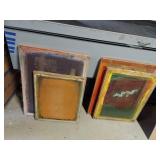 Lot Including 4 Wood Screen Printing Screens Silk Screen Frames