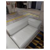 White Contemporary Upholstered Loveseat with Track Arms See Photos