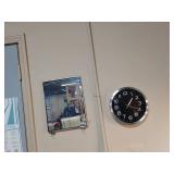 Lot Including Wall Clock & Rectangular Mirror Black Silver Decor