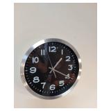 Lot Including Wall Clock & Rectangular Mirror Black Silver Decor