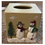 Christmas Themed Kleenex Box Cover, Sturdy Construction, Quality, Fits Square Shaped Kleenex Box, Snowman Themed