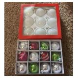 Christmas Holiday Balla for Christmas Trees, 12 Multi-Colored Red and Green Set and 9-Christmas Ball Set With White Color, Comes in Original Packaging
