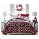 North Pole Trading Co. Holiday Novelty Stripe Quilt Set, One Quilt and One Sham, Great for Twin Sized Bed, Holiday Themed