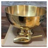 Large Gold Holiday Punch Bowl and Scoop
