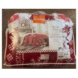 North Pole Trading Company Reversible Printed Sherpa and Faux Minn Comforter Christmas Holiday Themed Set for King Sized Bed