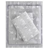 True North by Sleep Philosophy Cozy Flannel Warm 100% Cotton Sheet - Novelty Print Animals Stars Cute Ultra Soft Cold Weather Bedding Set, King, Bear 4 Piece