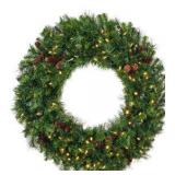 36 in. Christmas Wreath - Cheyenne PinePre-Lit with Warm White LED Mini Lights - Vickerman A801037LED