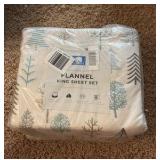 Cotton Brand Heavyweight Flannel King Sheet Set Winter Holiday Themed Sheet Set, One Fitted Shest 78” x 80” One Flat Sheet 108” x 102” and Two King Pillowcases 20” x 40”