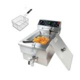 Commercial Electric Single Deep Fryer, 1500W Stainless Steel with Oil Drain Valve and Basket, 11.6Qt/11L for Home Countertop Restaurant