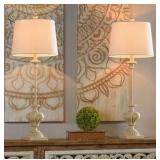 Chantilly Cream Pair of Buffet Lamps (Model VP# TL43677BJ) is a classic lighting set featuring a traditional design with an antique white alabaster finish -  34.25 inches tall with a 13-inch width and