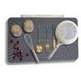 Earth Stone Dish Drying Mat - 24" x 16" Quick Dry Non-Slip Food Grade Fast Absorbent Quartz-Enhanced Rapid Water Absorbing Countertop Mat For Dish Rack Elegant Look, Retail is $60.00