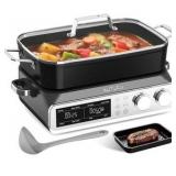 Pro Slow Cooker 10 Quart, 8-in-1 Programmable PFOA-Free Ceramic Coated Multi-Cooker with Grill Pan, Steaming Plate