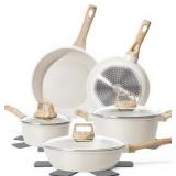 SODAY 12 Pcs Pots and Pans Set Non Stick, Cookware Sets White Granite Induction Cookware, Non-toxic Healthy Nonstick Kitchen Cooking Set with Frying Pan Set, Saucepans (PFAS/PFOA/PFOS Free) Retail $80