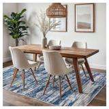 SIILOOM 5x7 Modern Abstract Area Rug for Bedroom, Navy Blue Gray Neutral Multi Large Super Soft Washable Rug with Slip-Resistant, Non-Shedding Rugs Indoor Door Mat for Home Décor Color Blue and Brown