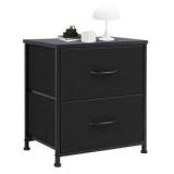 2-Drawer Fabric Storage Dresser, Nightstand Bedside End Table for Bedroom, Dorm, Small Space, Storage Furniture for Adults, Black
