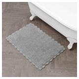 Laura Ashley Heathered Crochet Border Bath Rug - 20" x 32" - Dark Grey - Retail $30