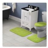 21-in x 34-in Lime-Aid Nylon Bath mat set - toilet cover fits round toilet seat - Retail $40