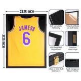 Jersey Wooden Frame Display Case -Shadow Box with 98% UV Protection Acrylic and Hanger for Baseball Basketball Football Hockey Sport Shirt and Uniform Black