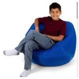 Bean Bag Chair for Kids Bedroom and Reading Nook, Easy-Clean Sapphire, Durable Nylon Polyester Blend, EMPTY, MUST BE FILLED BEFORE USE
