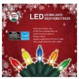 LIGHTS LED TOTE MINI 300CT MULTI-COLOR / Christmas Tree Lights / Indoor and outdoor useClear bulbsLighted length: 2x37.27