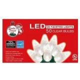 LIGHTSET LED C6 50CT CLEAR / Christmas Tree Lights / Cool to touch25,000-hour average bulb lifeLED 50-count C6 faceted lightsetConnect string to stringGreen wireLighted length 13.27 ft Indoor/outdoor 