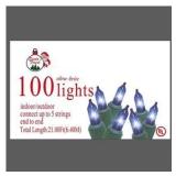 LIGHTSET MINI 100CT BLUE / Christmas Tree Lights / Connect up to 5 sets end-to-endIncandescent 100-count mini lightsetGreen wire21-foot total lengthBlue bulbsIndoor/outdoor use
