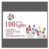 LIGHTSET MINI 100CT MULTI-COLOR / Christmas Tree Lights / Connect up to 5 sets end-to-end Incandescent 100-count mini lightset white wire 21-foot total length multi-color Bulbs Indoor/outdoor use