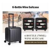 Wine Suitcase - hard shell luggage - carries 6 bottles - w/ wheels, handle and lock - 15x11x17 - retail $150
