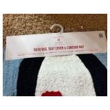 Avanti Home Bath Rug, Seat Cover and Contour Mat, for Toilet and Bathroom, Bath Rug is 17” x 24”, Seat Cover 18.5” x 16.5” and contour mat is 17” x 17” Penguin Themed