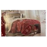 North Pole Trading Company Reversible Printed Sherpa and Faux Minn Comforter Christmas Holiday Themed Set for King Sized Bed