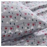 Cotton Flannel 4-Piece Grey Ski Jump Cotton Queen Sheet Set