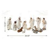 12Pcs Ivory Resin Nativity Figurines Set Christmas Nativity Sets Tabletop Scenes Ornaments Xmas Nativity Collectible Figurines Indoor Decor Miniatures Statues Figures10.00" x 26.00"