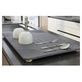 Earth Stone Dish Drying Mat - 24" x 16" Quick Dry Non-Slip Food Grade Fast Absorbent Quartz-Enhanced Rapid Water Absorbing Countertop Mat For Dish Rack Elegant Look, Retail is $60.00