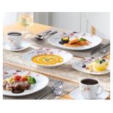 VEWEET Annie Porcelain Dinnerware for 6, 30-Piece Pink Floral Dish Set With Plates and Bowls Including Dinner, Dessert, Soup, Cups & Saucers