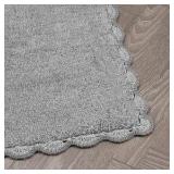 Laura Ashley Heathered Crochet Border Bath Rug - 20" x 32" - Dark Grey - Retail $30