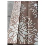 Large Outdood Rug Floral Ivory and Brown Colors 109” x 70” Comes With Metal Stakes and Tie-Downs To Secure the Rug to the Grass as an Option, Can Also be Used on Decks, Porches, Patios or 3-Season