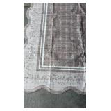 Indoor Washable Rug, Tan and Brown Floral Pattern 83” x 59”