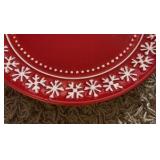 Set of Four Red Christmas Plates, Snowflakes Design, Beautiful, 8.5” Across Size