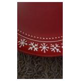 Set of Four Red Christmas Plates, Snowflakes Design, Beautiful, 11” Across Size