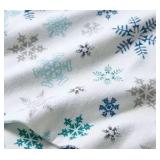 Printed Cotton Flannel 4-Pc. Sheet Set, Queen Sized Snowflake Holiday Theme