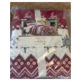 North Pole Trading Co. Holiday Novelty Stripe Quilt Set, One Quilt and One Sham, Great for Twin Sized Bed, Holiday Themed