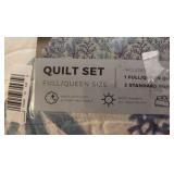 Quilt Set Full/Queen Size Tree Themed, Looks Wintry, Comes With Full/Queen Sized Quilt 90” x 90” and Two Shams 20” x 26”