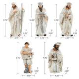 12Pcs Ivory Resin Nativity Figurines Set Christmas Nativity Sets Tabletop Scenes Ornaments Xmas Nativity Collectible Figurines Indoor Decor Miniatures Statues Figures10.00" x 26.00"