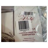 North Pole Trading Company Reversible Carved Faux Fur Comforter Full/Queen Size, Frosted Faux Fur, Reverses to Faux Mink Machine Washable