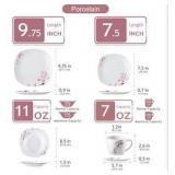 VEWEET Annie Porcelain Dinnerware for 6, 30-Piece Pink Floral Dish Set With Plates and Bowls Including Dinner, Dessert, Soup, Cups & Saucers