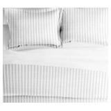 Puffed Rugged Stripes Light Gray Pattern Duvet Cover Set Ultra Soft Microfiber Bedding King/ Cal King Sized Bed, Comes With Two Pillow Covers and a Duvet Cover