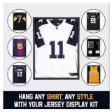 Jersey Wooden Frame Display Case -Shadow Box with 98% UV Protection Acrylic and Hanger for Baseball Basketball Football Hockey Sport Shirt and Uniform Black
