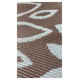 Large Outdood Rug Floral Ivory and Brown Colors 109” x 70” Comes With Metal Stakes and Tie-Downs To Secure the Rug to the Grass as an Option, Can Also be Used on Decks, Porches, Patios or 3-Season